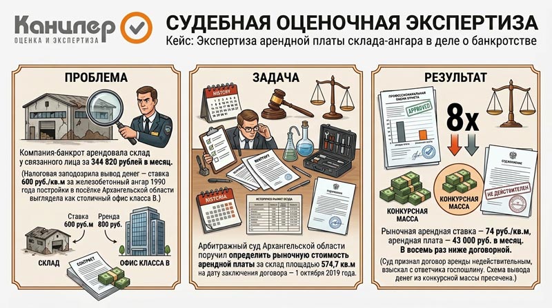 Кейс: Экспертиза арендной платы склада-ангара в деле о банкротстве